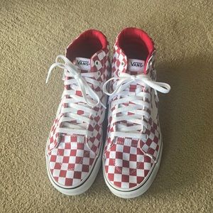 Vans | Filmore High Top Sneaker in Red/White Checkerboard